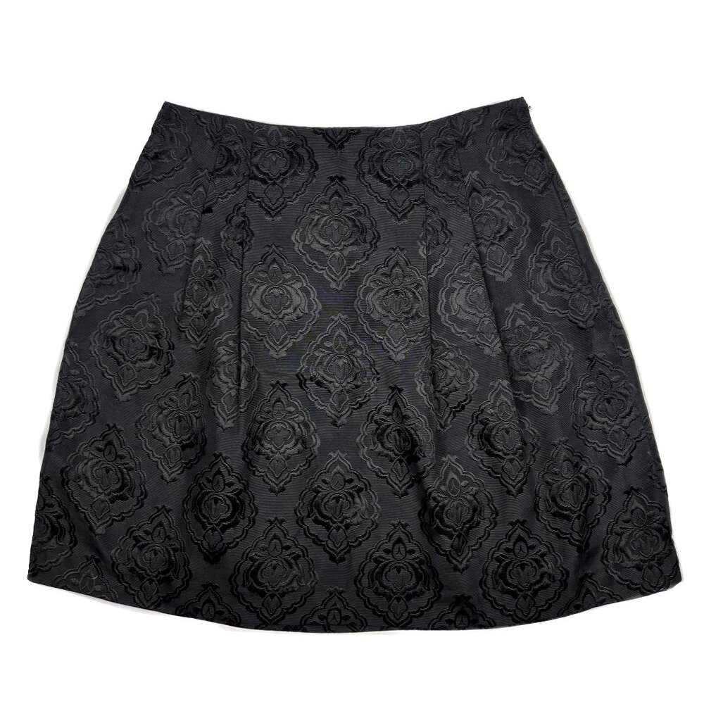Talbots Pleated Woven Damask Jacquard A-Line Midi Skirt in Black Size 16P - NWOT - Picture 2 of 9